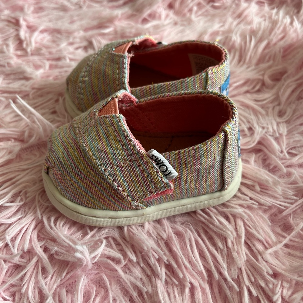 TOMS PINK MULTI-TWILL GLIMMER NEW Sz 2